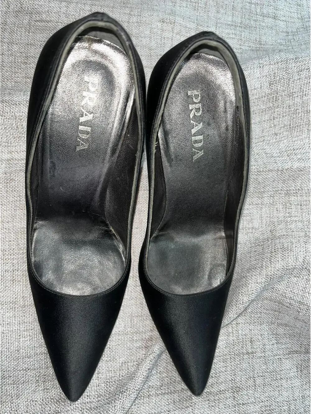 Prada Black Silk Satin Pumps 34.5 GUC - Picture 8 of 9